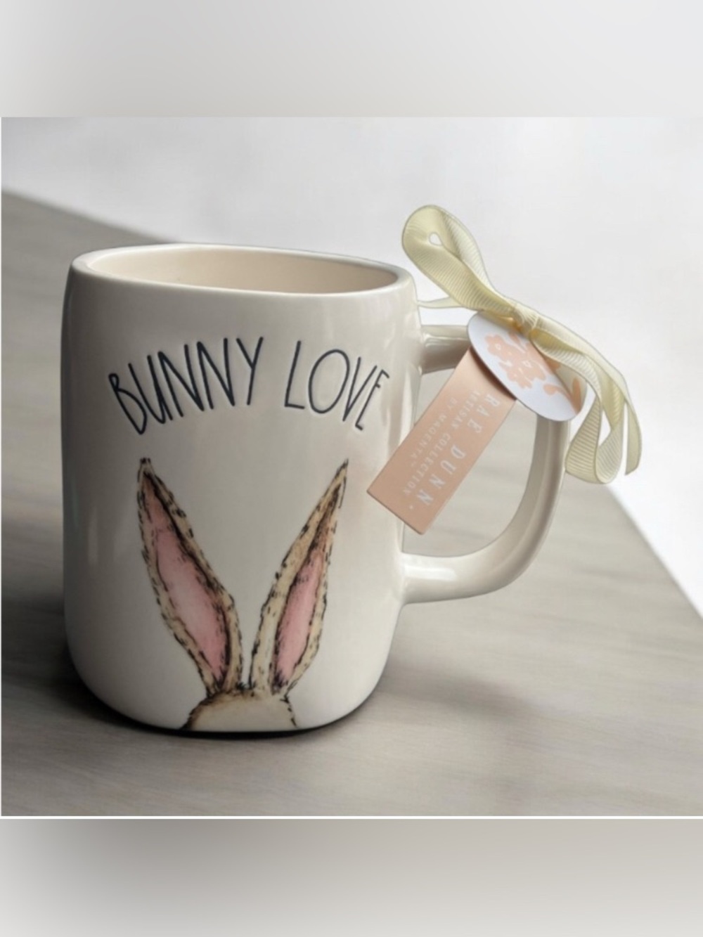 NEW Rae Dunn BUNNY LOVE Spring / Easter Coffee Tea Mug Whimsy Style Bunny Ears